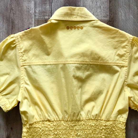 Coogi, Vintage Y2K, Womens Snap Up, Fitted Shirt, Elastic Waist Yellow Size S - Picture 10 of 16